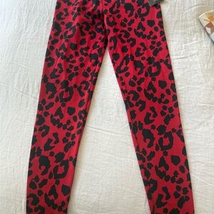 NWT LiCi Fit Leggings Red & Black Leopard Print
